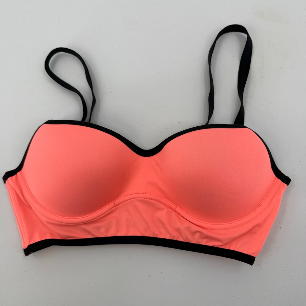 Victoria's Secret PINK Bralette Women Large Orange Strappy Cage Back Padded